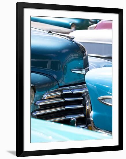 Vintage American Cars Parked on a Street in Havana Centro-Lee Frost-Framed Premium Photographic Print