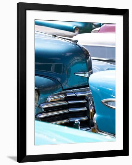 Vintage American Cars Parked on a Street in Havana Centro-Lee Frost-Framed Photographic Print