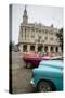 Vintage American Cars Parked Outside the Gran Teatro (Grand Theater), Havana, Cuba-Yadid Levy-Stretched Canvas