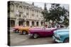 Vintage American Cars Parking Outside the Gran Teatro (Grand Theater), Havana, Cuba-Yadid Levy-Stretched Canvas
