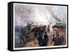 Vintage American Civil War Print of the Battle of Cherbourg-Stocktrek Images-Framed Stretched Canvas