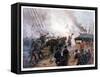 Vintage American Civil War Print of the Battle of Cherbourg-Stocktrek Images-Framed Stretched Canvas