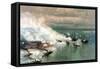 Vintage American Civil War Print of the Battle of Mobile Bay-null-Framed Stretched Canvas