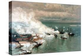 Vintage American Civil War Print of the Battle of Mobile Bay-null-Stretched Canvas