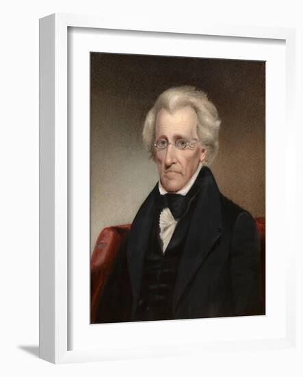 Vintage American History Painting of President Andrew Jackson-null-Framed Art Print