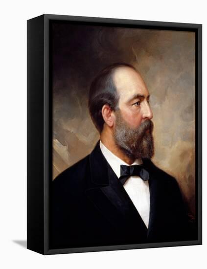 Vintage American History Painting of President James Garfield-null-Framed Stretched Canvas