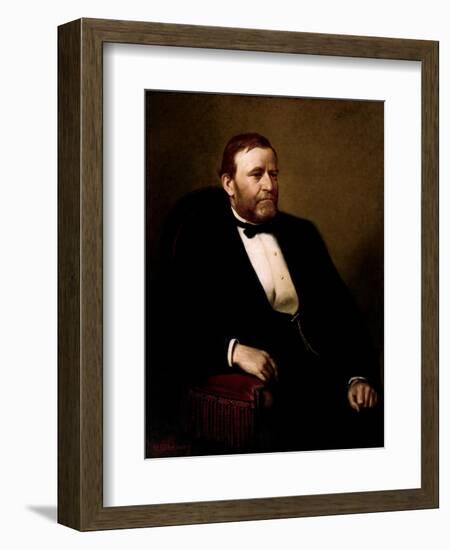 Vintage American History Painting of President Ulysses S. Grant-null-Framed Art Print