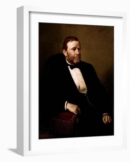 Vintage American History Painting of President Ulysses S. Grant-null-Framed Art Print