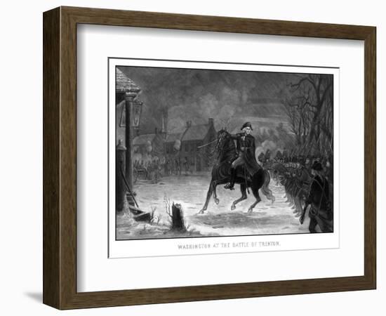 Vintage American History Print of General George Washington at the Battle of Trenton-Stocktrek Images-Framed Photographic Print