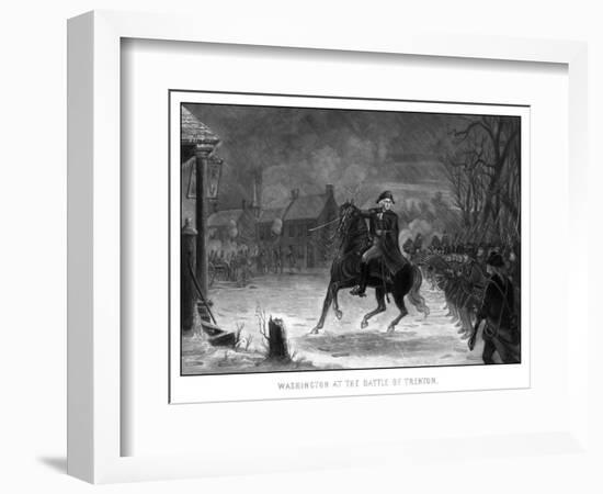 Vintage American History Print of General George Washington at the Battle of Trenton-Stocktrek Images-Framed Photographic Print