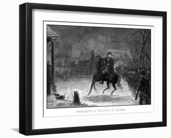 Vintage American History Print of General George Washington at the Battle of Trenton-Stocktrek Images-Framed Premium Photographic Print