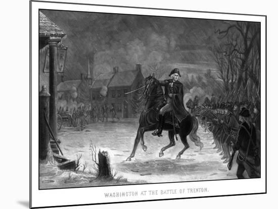 Vintage American History Print of General George Washington at the Battle of Trenton-Stocktrek Images-Mounted Photographic Print