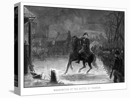 Vintage American History Print of General George Washington at the Battle of Trenton-Stocktrek Images-Stretched Canvas