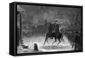 Vintage American History Print of General George Washington at the Battle of Trenton-Stocktrek Images-Framed Stretched Canvas