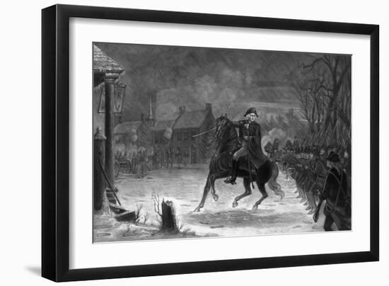 Vintage American History Print of General George Washington at the Battle of Trenton-Stocktrek Images-Framed Premium Giclee Print