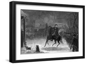 Vintage American History Print of General George Washington at the Battle of Trenton-Stocktrek Images-Framed Premium Giclee Print