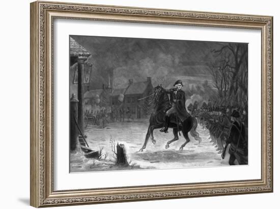 Vintage American History Print of General George Washington at the Battle of Trenton-Stocktrek Images-Framed Art Print