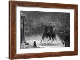 Vintage American History Print of General George Washington at the Battle of Trenton-Stocktrek Images-Framed Art Print