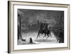 Vintage American History Print of General George Washington at the Battle of Trenton-Stocktrek Images-Framed Art Print