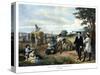 Vintage American History Print of George Washington On His Farm-Stocktrek Images-Stretched Canvas