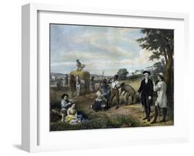 Vintage American History Print of George Washington on His Farm-Stocktrek Images-Framed Art Print