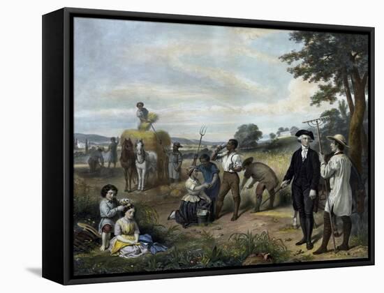 Vintage American History Print of George Washington on His Farm-Stocktrek Images-Framed Stretched Canvas