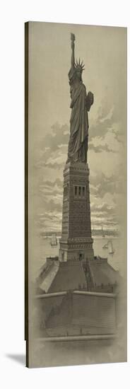 Vintage American History Print of the Statue of Liberty-Stocktrek Images-Stretched Canvas