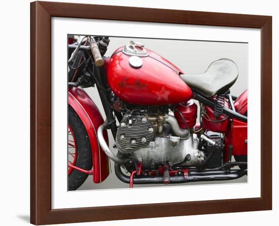 Vintage American motorbike (detail)-Gasoline Images-Framed Art Print