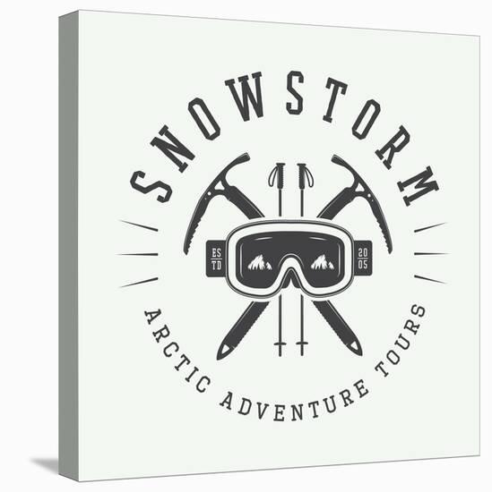 Vintage Arctic Mountaineering Logo, Badge, Emblem. Vector Illustration-AkimD-Stretched Canvas