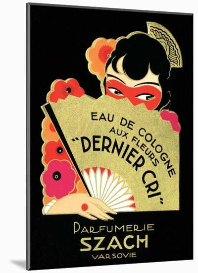 Vintage Art Deco Label, Eau de Cologne-null-Mounted Art Print