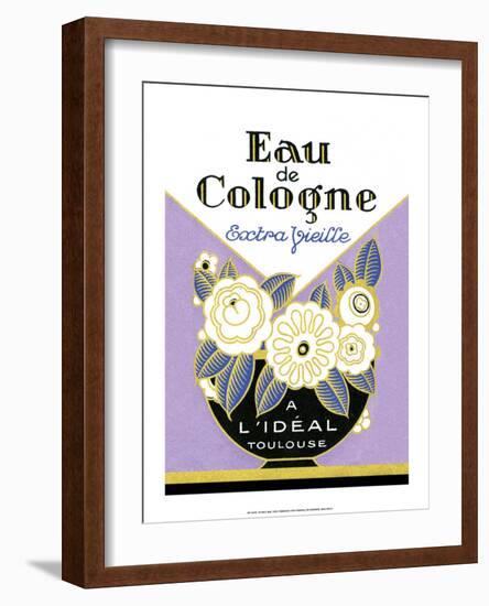 Vintage Art Deco Label, Eau de Cologne-null-Framed Art Print