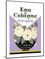 Vintage Art Deco Label, Eau de Cologne-null-Mounted Art Print