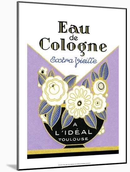 Vintage Art Deco Label, Eau de Cologne-null-Mounted Art Print