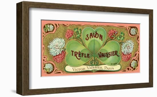 Vintage Art Deco Label, Savon Trefle Vaissier-null-Framed Art Print