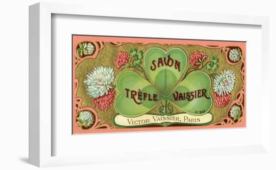 Vintage Art Deco Label, Savon Trefle Vaissier-null-Framed Art Print