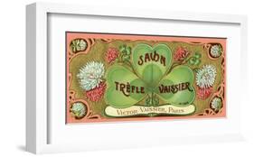 Vintage Art Deco Label, Savon Trefle Vaissier-null-Framed Art Print