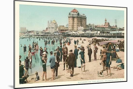 Vintage Atlantic City Beach Scene, New Jersey-null-Mounted Art Print