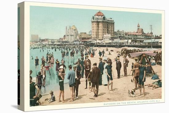 Vintage Atlantic City Beach Scene, New Jersey-null-Stretched Canvas