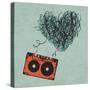 Vintage Audio Cassette Illustration with Heart Shaped Messy Tape. Vector, Eps10-pashabo-Stretched Canvas