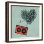 Vintage Audio Cassette Illustration with Heart Shaped Messy Tape. Vector, Eps10-pashabo-Framed Art Print