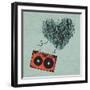 Vintage Audio Cassette Illustration with Heart Shaped Messy Tape. Vector, Eps10-pashabo-Framed Art Print