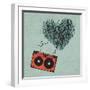 Vintage Audio Cassette Illustration with Heart Shaped Messy Tape. Vector, Eps10-pashabo-Framed Art Print