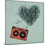 Vintage Audio Cassette Illustration with Heart Shaped Messy Tape. Vector, Eps10-pashabo-Mounted Art Print