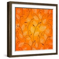 Vintage Autumn Leaves Pattern Background-cienpies-Framed Art Print