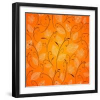 Vintage Autumn Leaves Pattern Background-cienpies-Framed Art Print