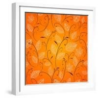 Vintage Autumn Leaves Pattern Background-cienpies-Framed Art Print