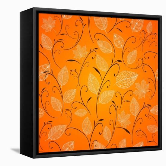 Vintage Autumn Leaves Pattern Background-cienpies-Framed Stretched Canvas