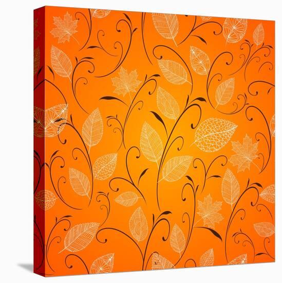 Vintage Autumn Leaves Pattern Background-cienpies-Stretched Canvas