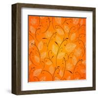 Vintage Autumn Leaves Pattern Background-cienpies-Framed Art Print