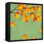 Vintage Autumn Wallpaper, Leaf Fall Background-silvionka-Framed Stretched Canvas